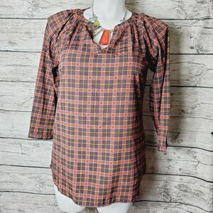 New Directions Plaid Top Size Large NWT